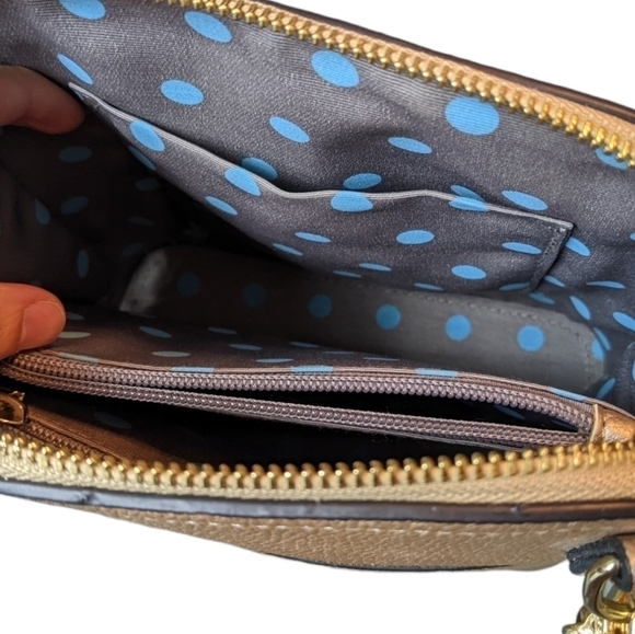 Katie Q Metallic Taupe w/ Gold Accents Cross Body Purse - Picture 8 of 14